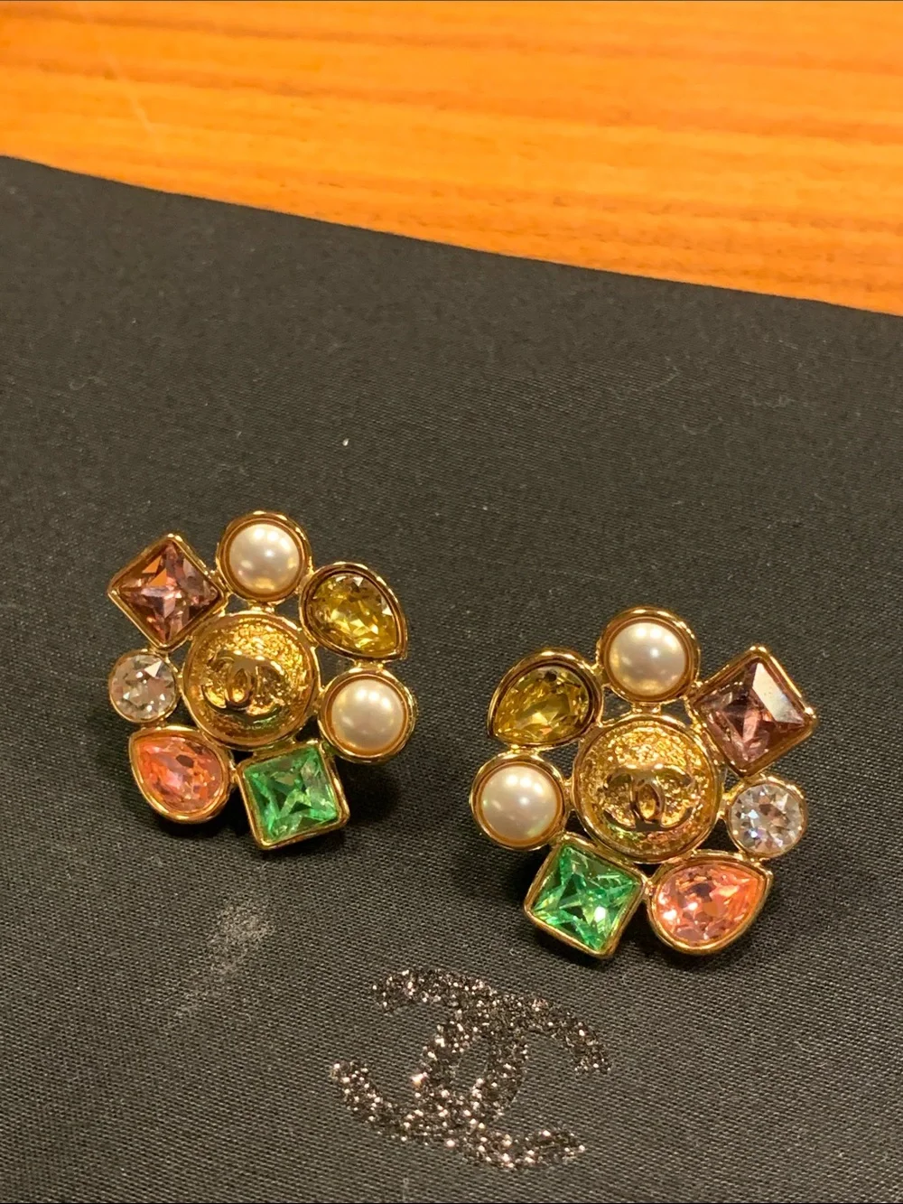 Absolutely stunning brand new authentic Chanel earrings with multi color stones